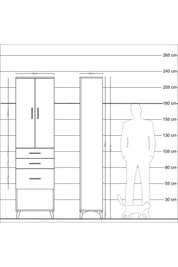 Arges Dolap 2 Raflı 3 Çekmeceli Tek Askılı 60x30x221 Aytaşı-Antrasit