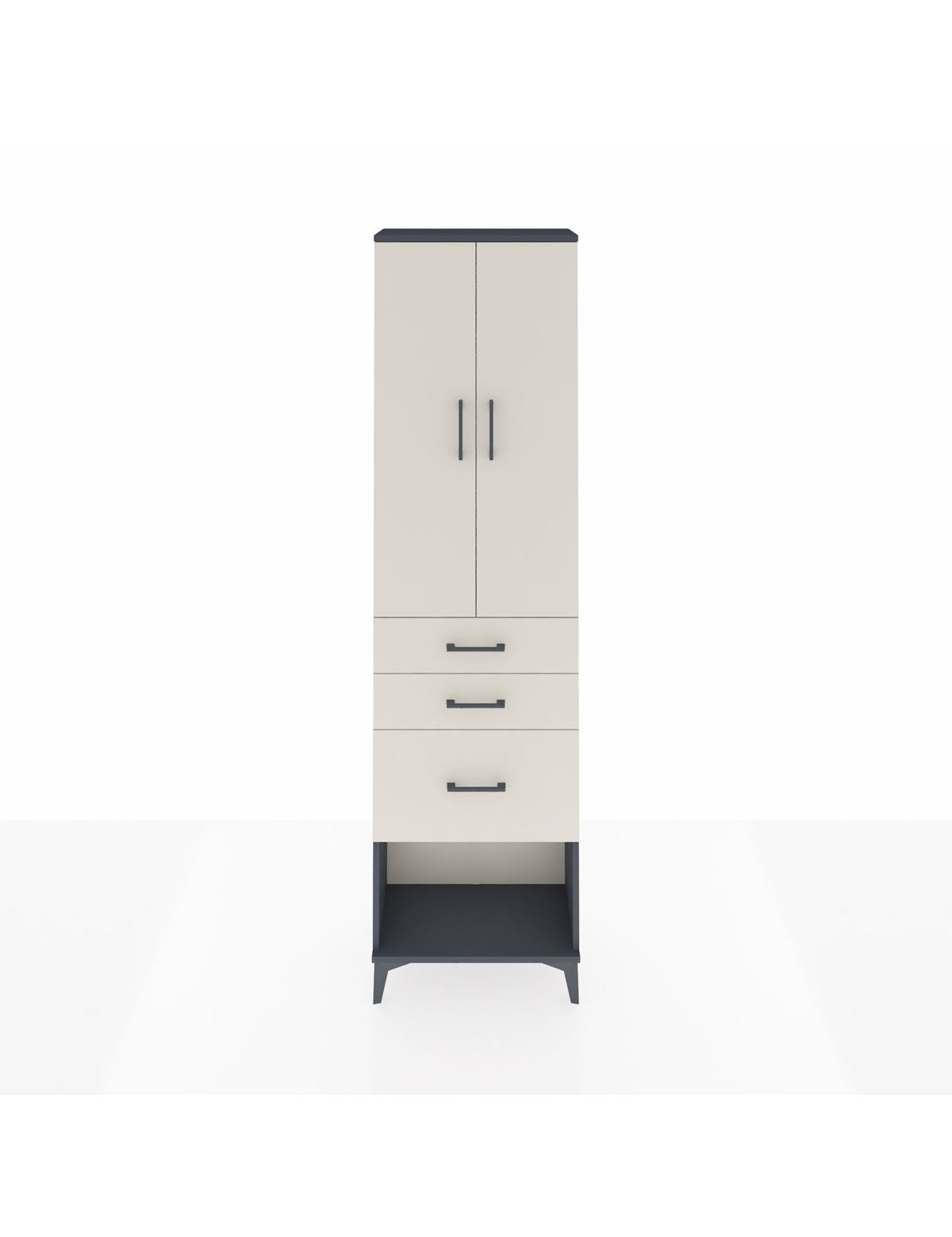 Arges Dolap 2 Raflı 3 Çekmeceli Tek Askılı 60x30x221 Antrasit-Aytaşı