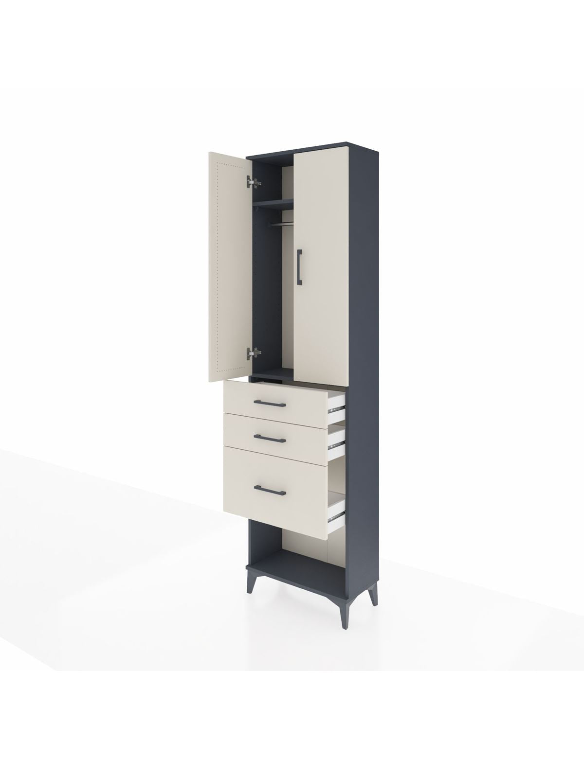Arges Dolap 2 Raflı 3 Çekmeceli Tek Askılı 60x30x221 - S29M157V4A