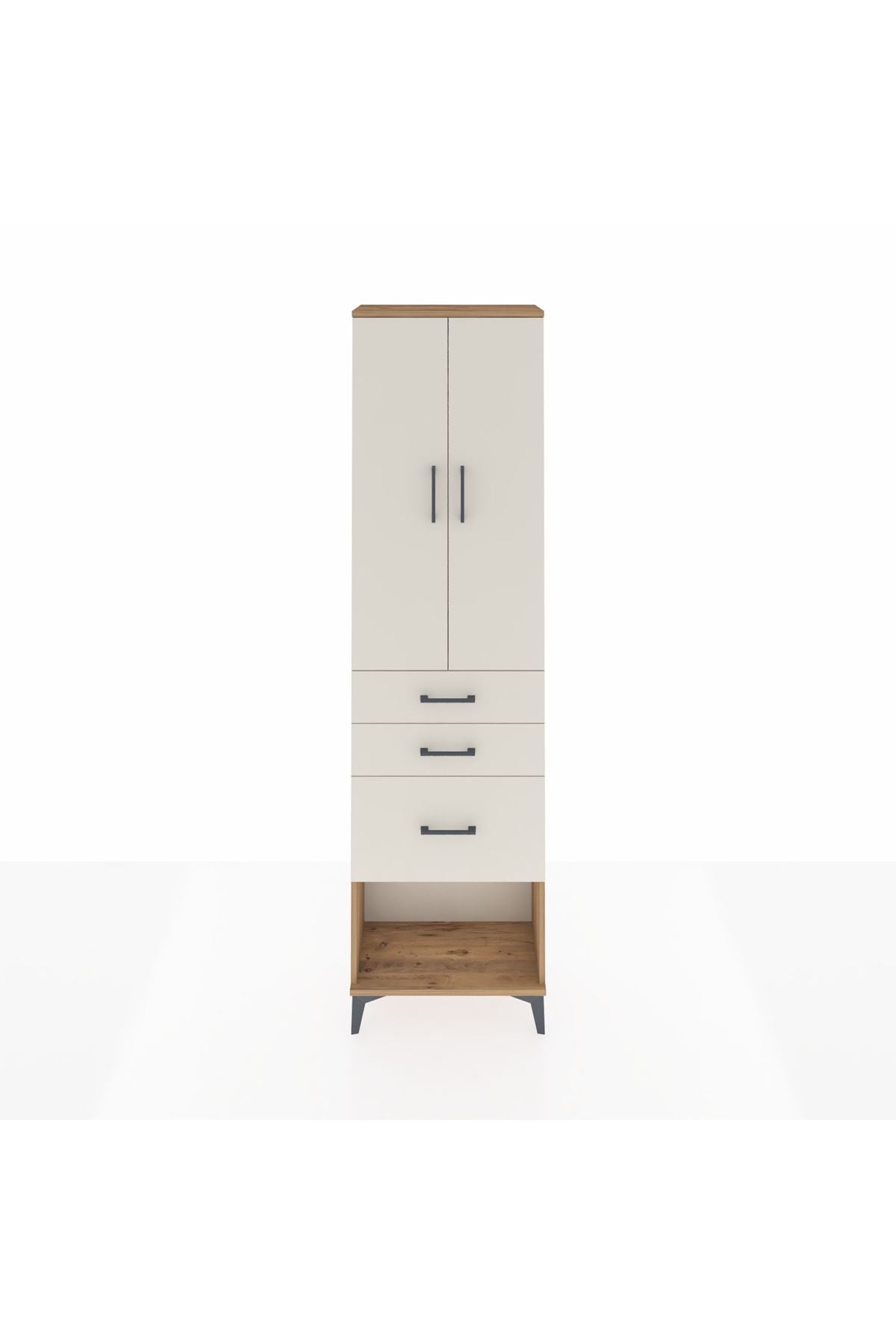 Arges Dolap 2 Raflı 3 Çekmeceli Tek Askılı 60x30x221 Çam-Aytaşı