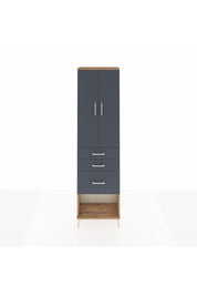 Arges Dolap 2 Raflı 3 Çekmeceli Tek Askılı 60x30x221 Çam-Antrasit