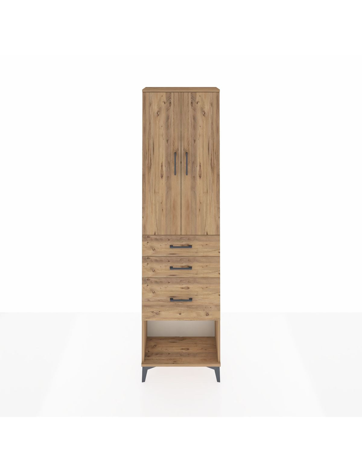 Arges Dolap 2 Raflı 3 Çekmeceli Tek Askılı 60x30x221 Çam-Çam