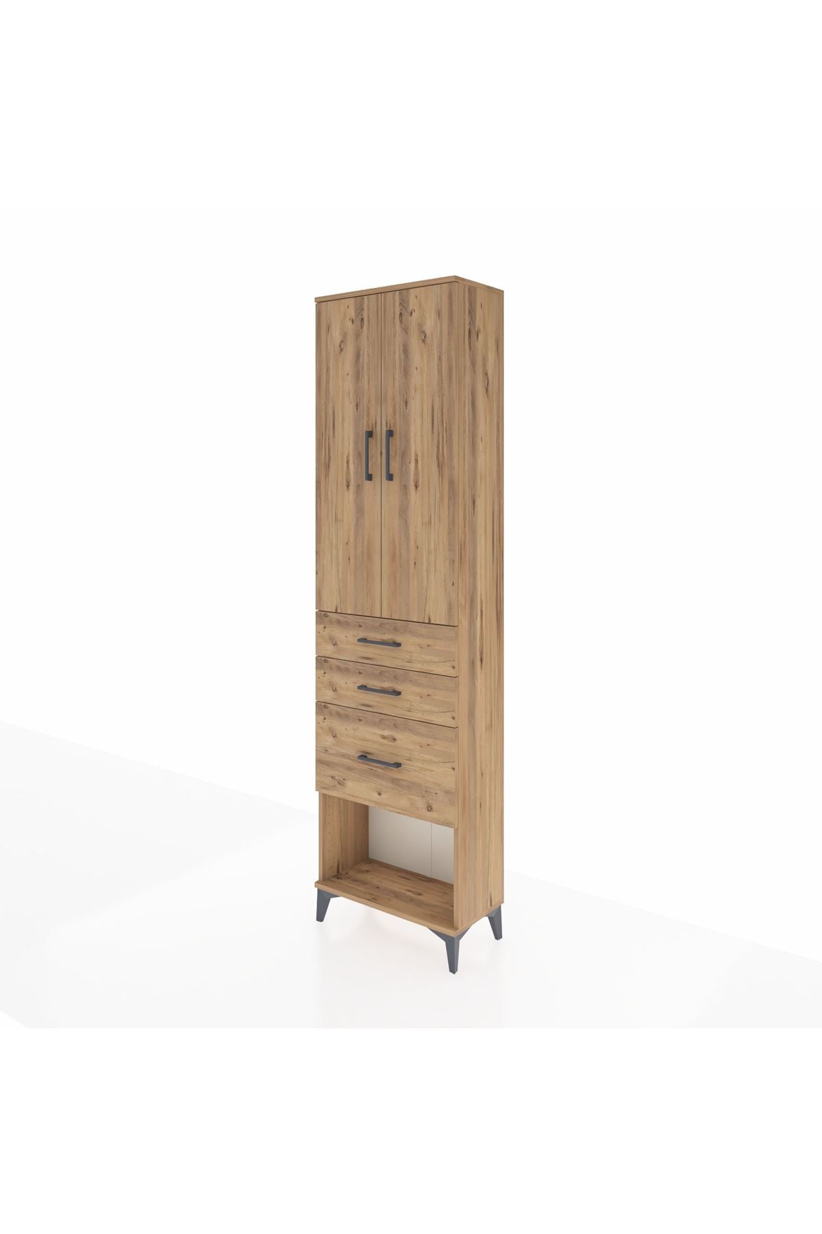 Arges Dolap 2 Raflı 3 Çekmeceli Tek Askılı 60x30x221 Çam-Çam