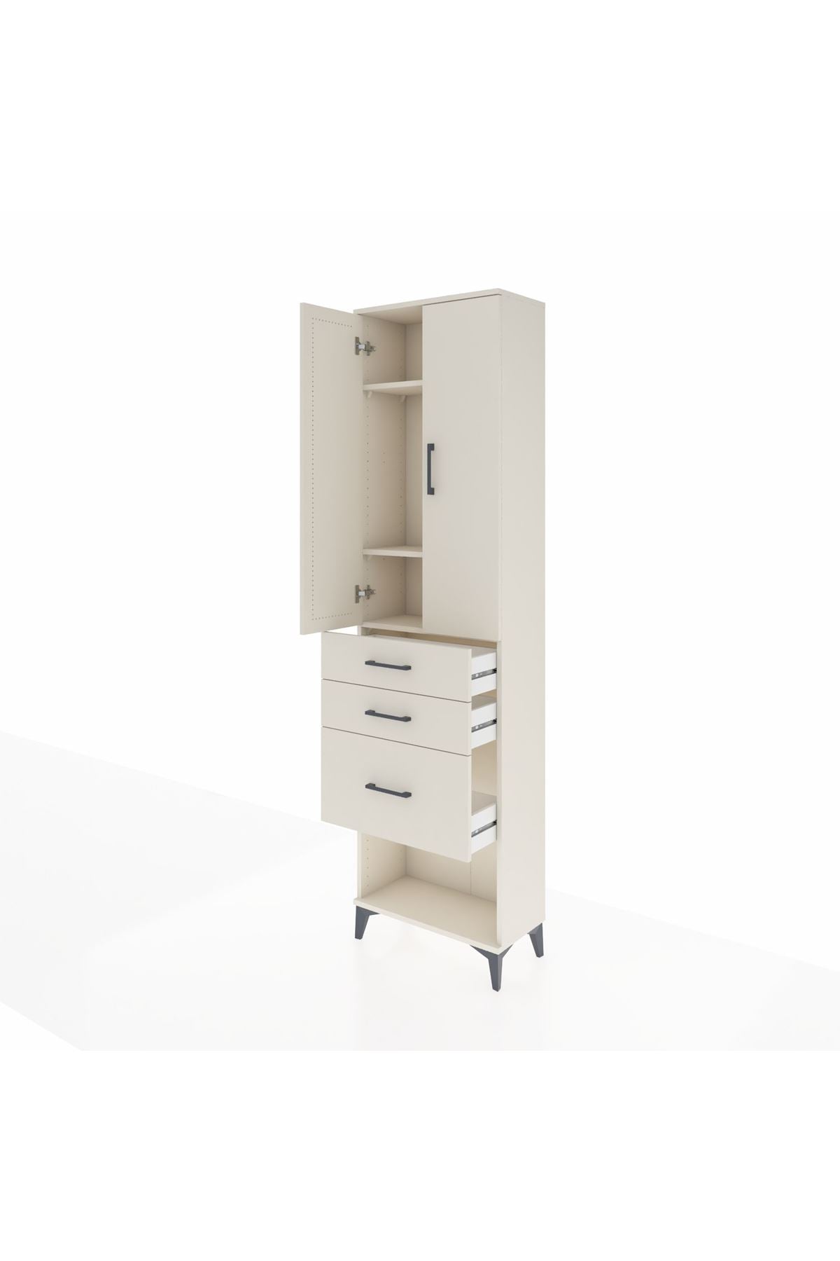 Arges Dolap 3 Raflı 3 Çekmeceli 2 Kapaklı 60x30x221 Aytaşı-Aytaşı