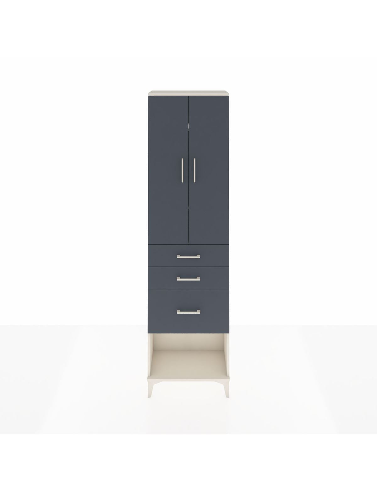 Arges Dolap 3 Raflı 3 Çekmeceli 2 Kapaklı 60x30x221 Aytaşı-Antrasit