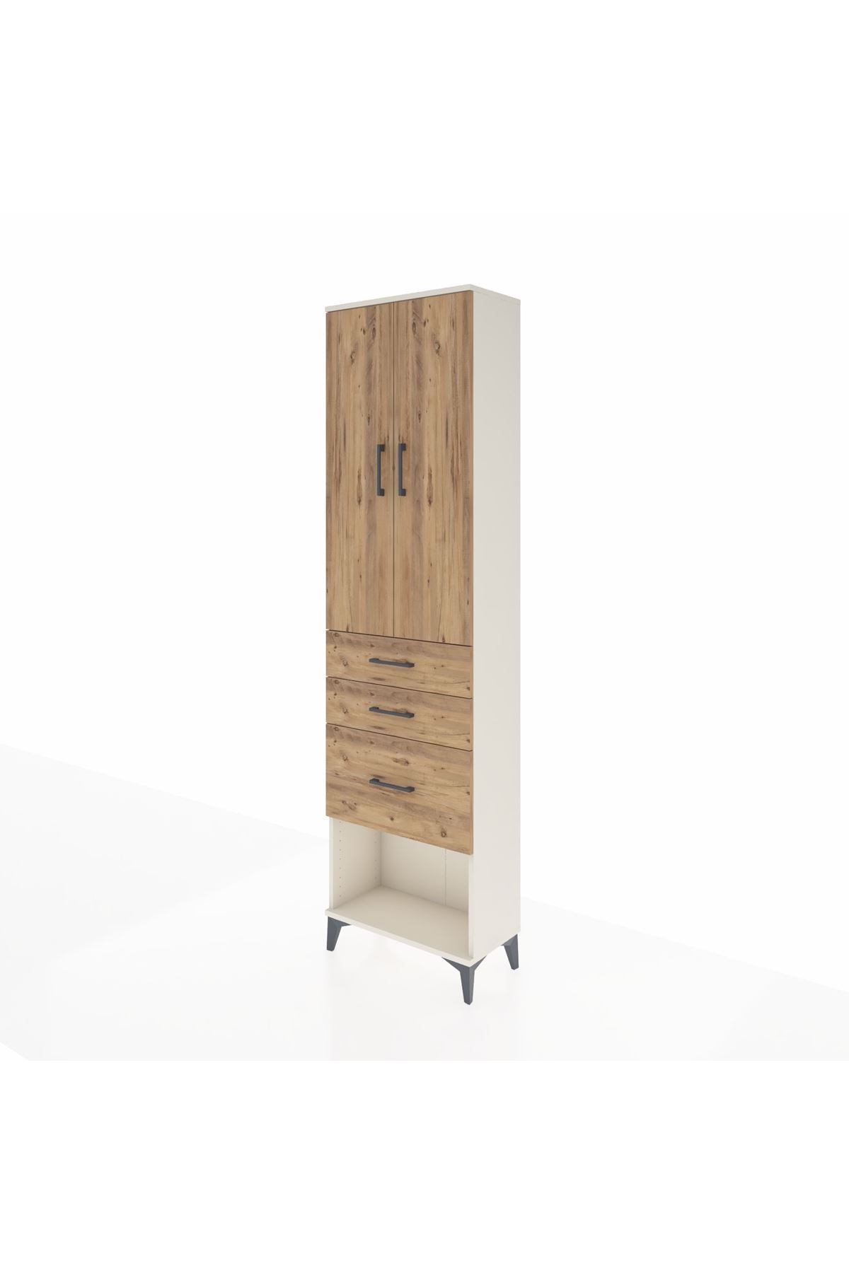 Arges Dolap 3 Raflı 3 Çekmeceli 2 Kapaklı 60x30x221 Aytaşı-Çam