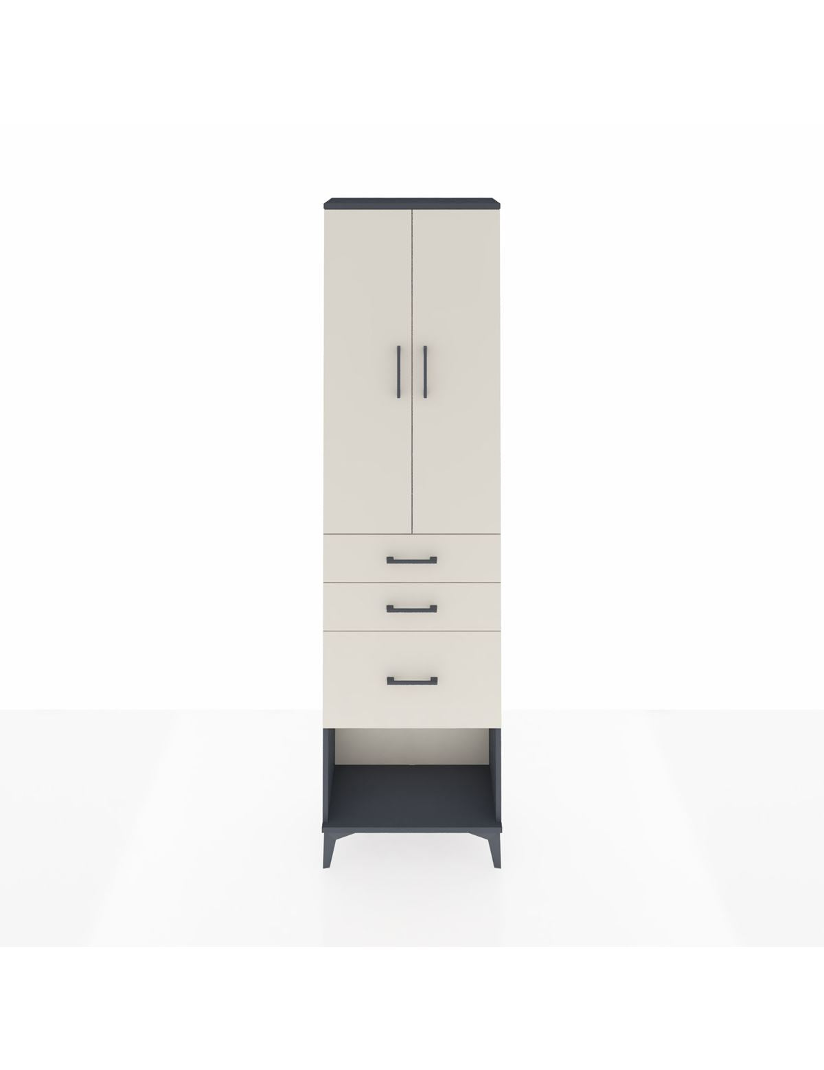 Arges Dolap 3 Raflı 3 Çekmeceli 2 Kapaklı 60x30x221 Antrasit-Aytaşı