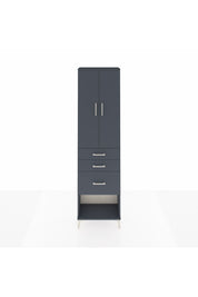 Arges Dolap 3 Raflı 3 Çekmeceli 2 Kapaklı 60x30x221 Antrasit-Antrasit