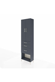 Arges Dolap 3 Raflı 3 Çekmeceli 2 Kapaklı 60x30x221 Antrasit-Antrasit