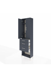 Arges Dolap 3 Raflı 3 Çekmeceli 2 Kapaklı 60x30x221 Antrasit-Antrasit