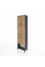 Arges Dolap 3 Raflı 3 Çekmeceli 2 Kapaklı 60x30x221 Antrasit-Çam