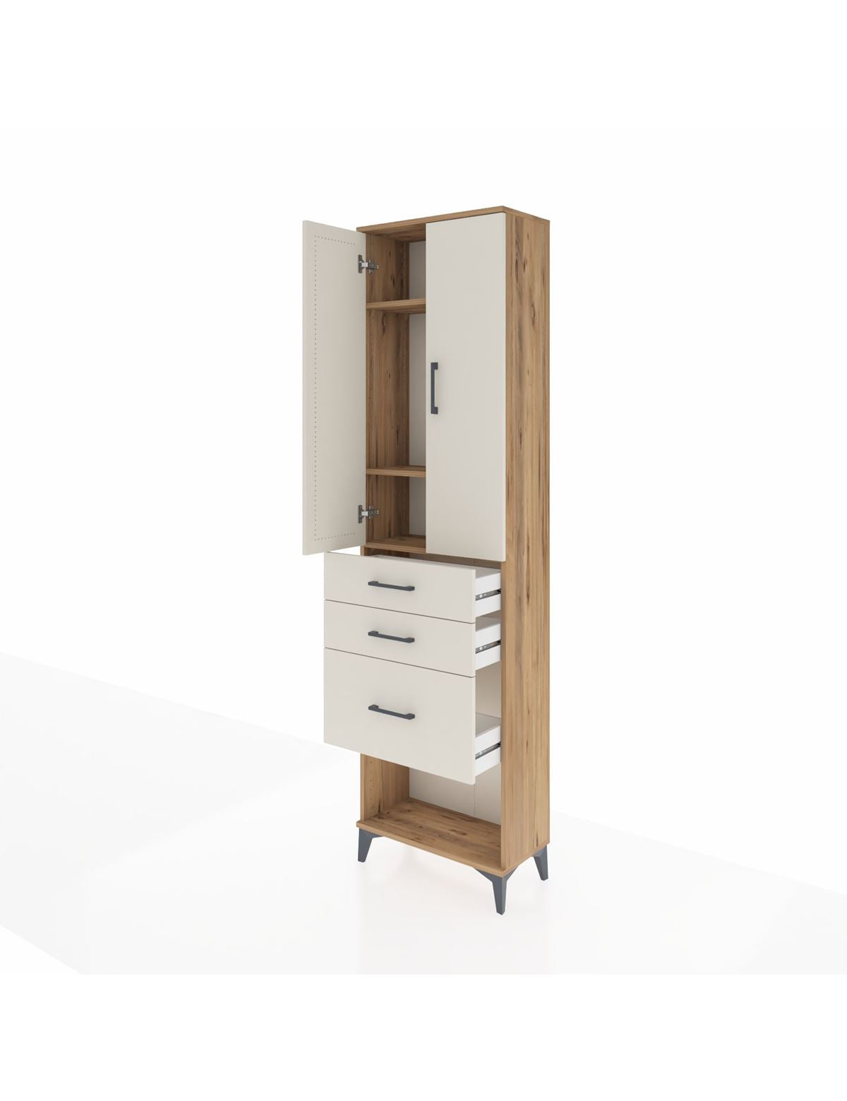 Arges Dolap 3 Raflı 3 Çekmeceli 2 Kapaklı 60x30x221 - S29M158V7A