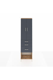 Arges Dolap 3 Raflı 3 Çekmeceli 2 Kapaklı 60x30x221 Çam-Antrasit