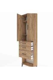 Arges Dolap 3 Raflı 3 Çekmeceli 2 Kapaklı 60x30x221 Çam-Çam