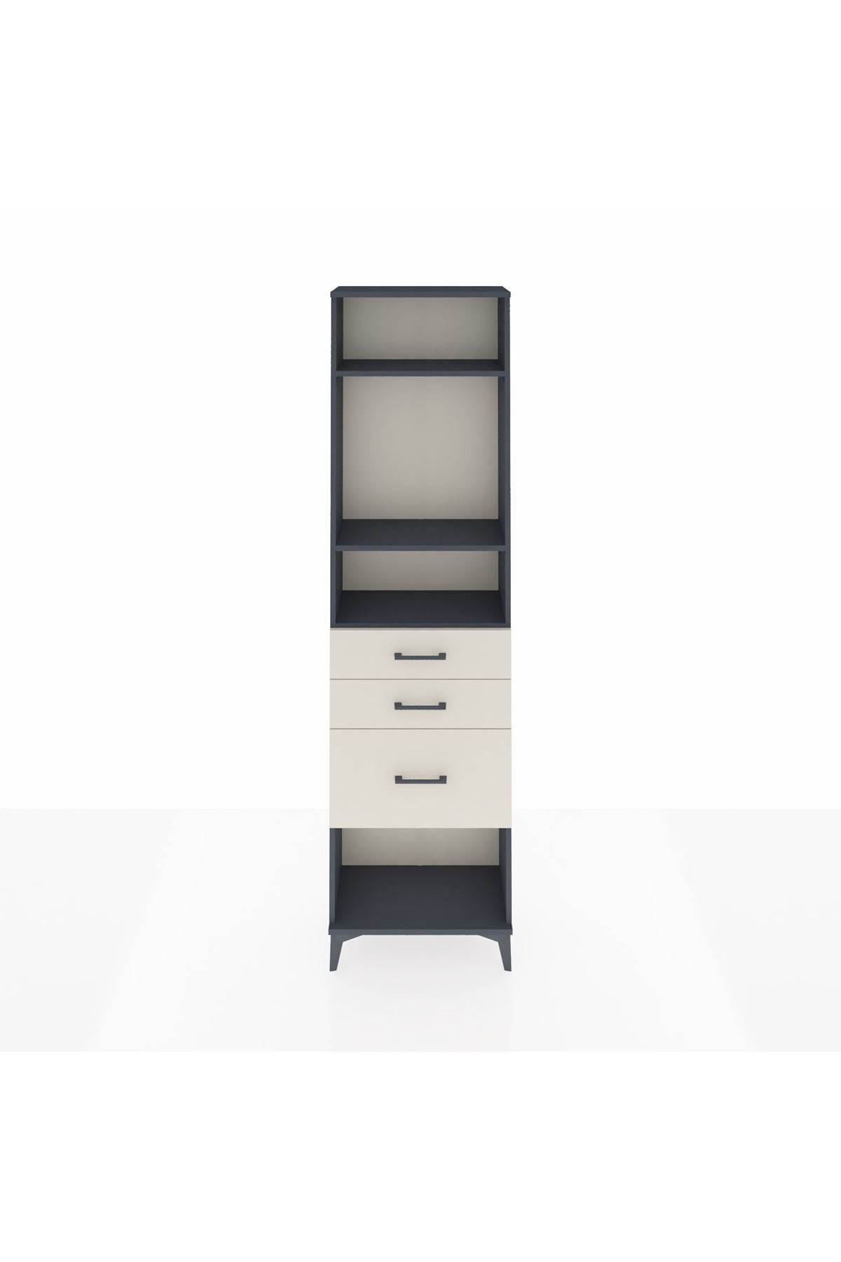 Arges Dolap 3 Raflı 3 Çekmeceli 60x30x221 Antrasit-Aytaşı