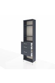 Arges Dolap 3 Raflı 3 Çekmeceli 60x30x221 Antrasit-Antrasit