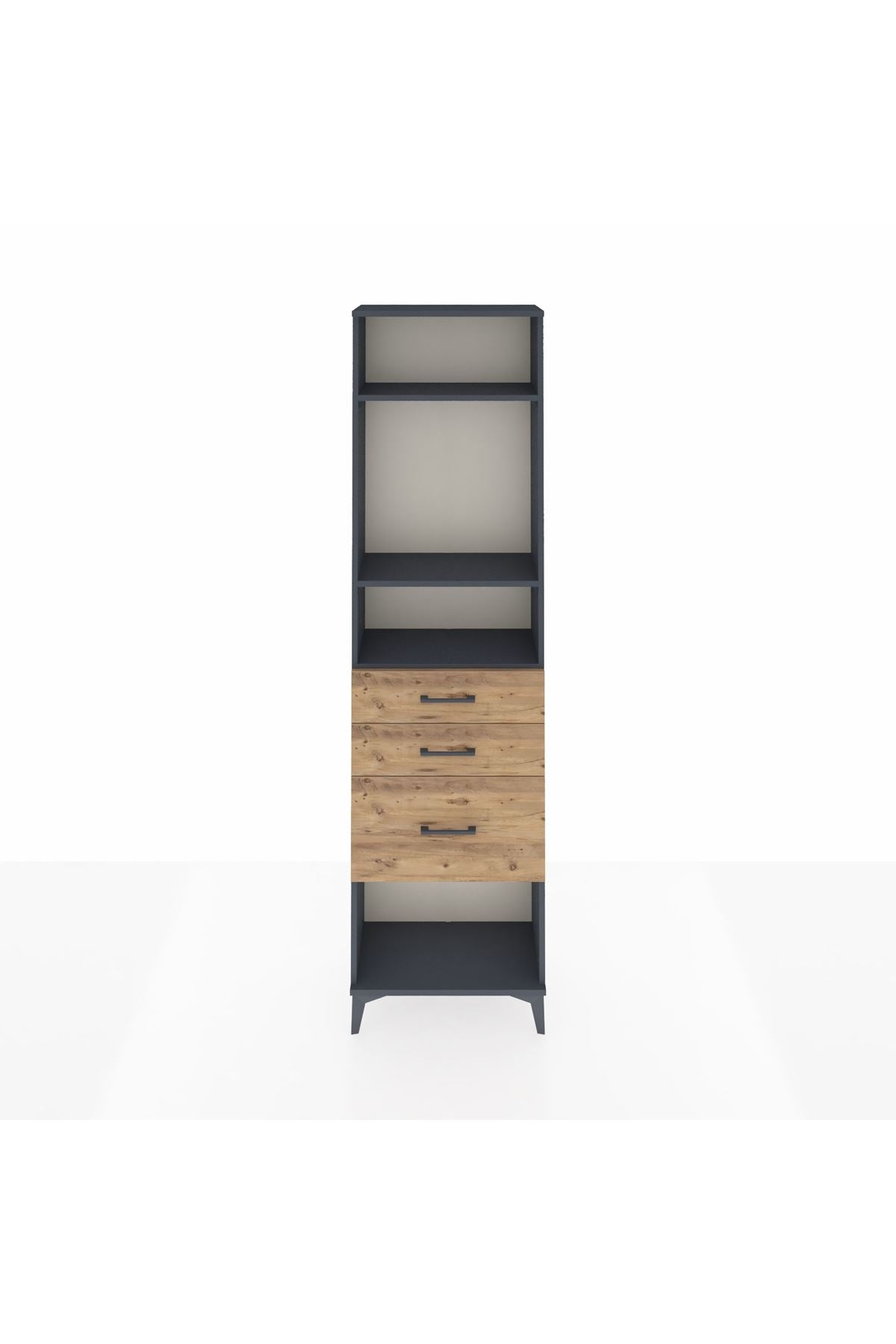 Arges Dolap 3 Raflı 3 Çekmeceli 60x30x221 Antrasit-Çam