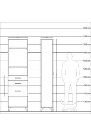 Arges Dolap 3 Raflı 3 Çekmeceli 60x30x221 Antrasit-Çam