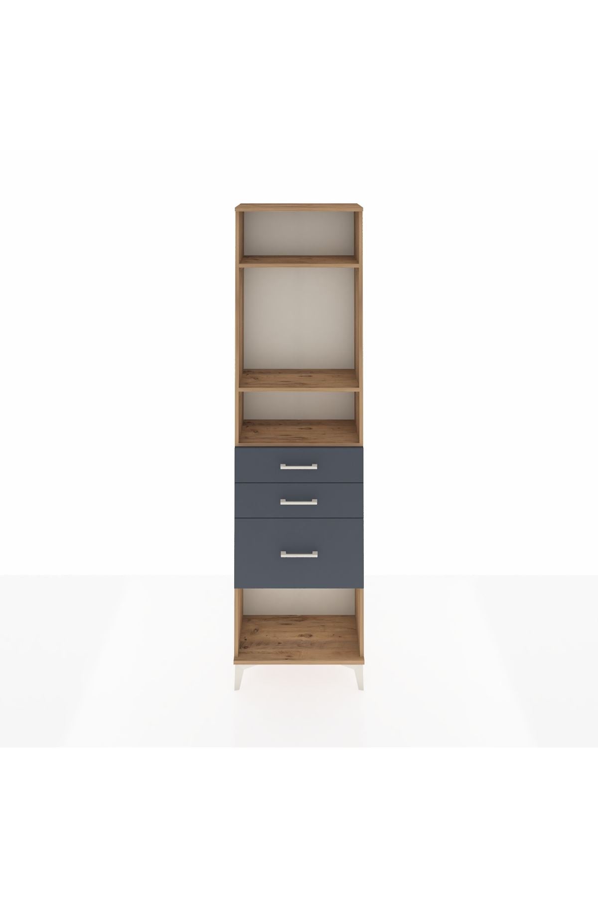 Arges Dolap 3 Raflı 3 Çekmeceli 60x30x221 Çam-Antrasit