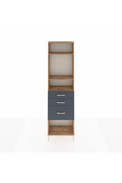 Arges Dolap 3 Raflı 3 Çekmeceli 60x30x221 Çam-Antrasit