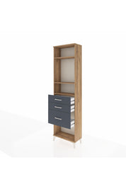 Arges Dolap 3 Raflı 3 Çekmeceli 60x30x221 Çam-Antrasit