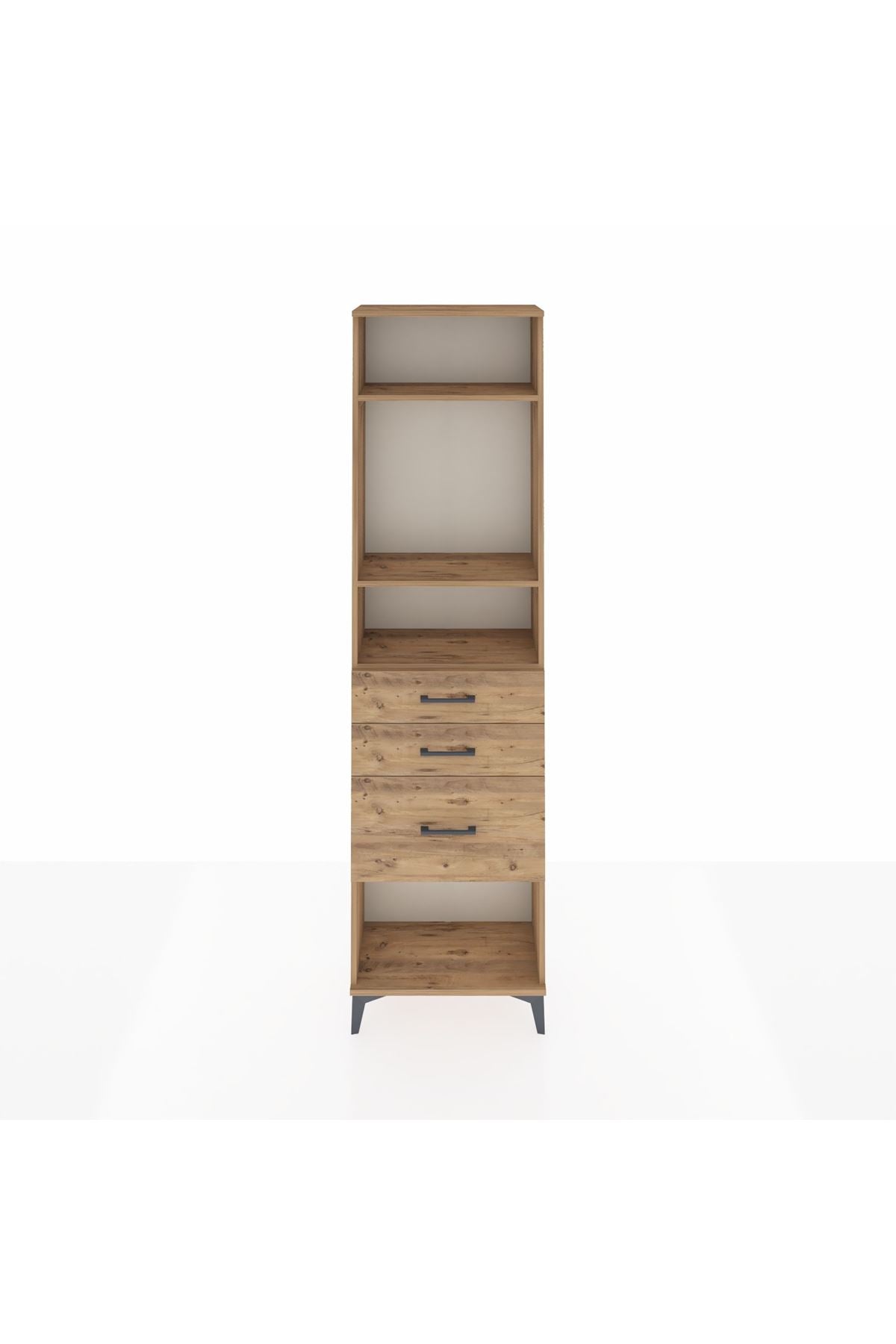 Arges Dolap 3 Raflı 3 Çekmeceli 60x30x221 Çam-Çam