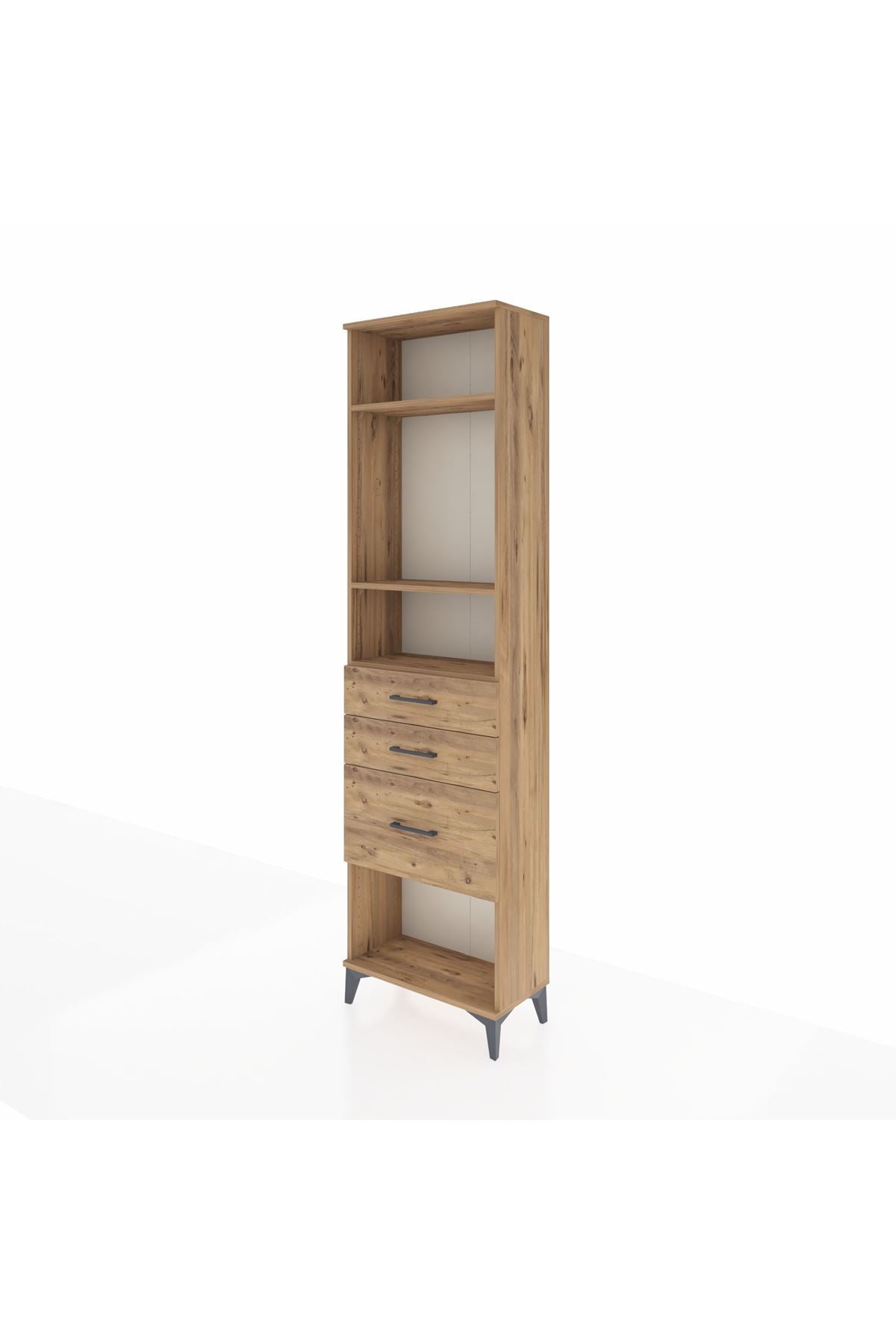 Arges Dolap 3 Raflı 3 Çekmeceli 60x30x221 Çam-Çam