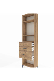 Arges Dolap 3 Raflı 3 Çekmeceli 60x30x221 Çam-Çam