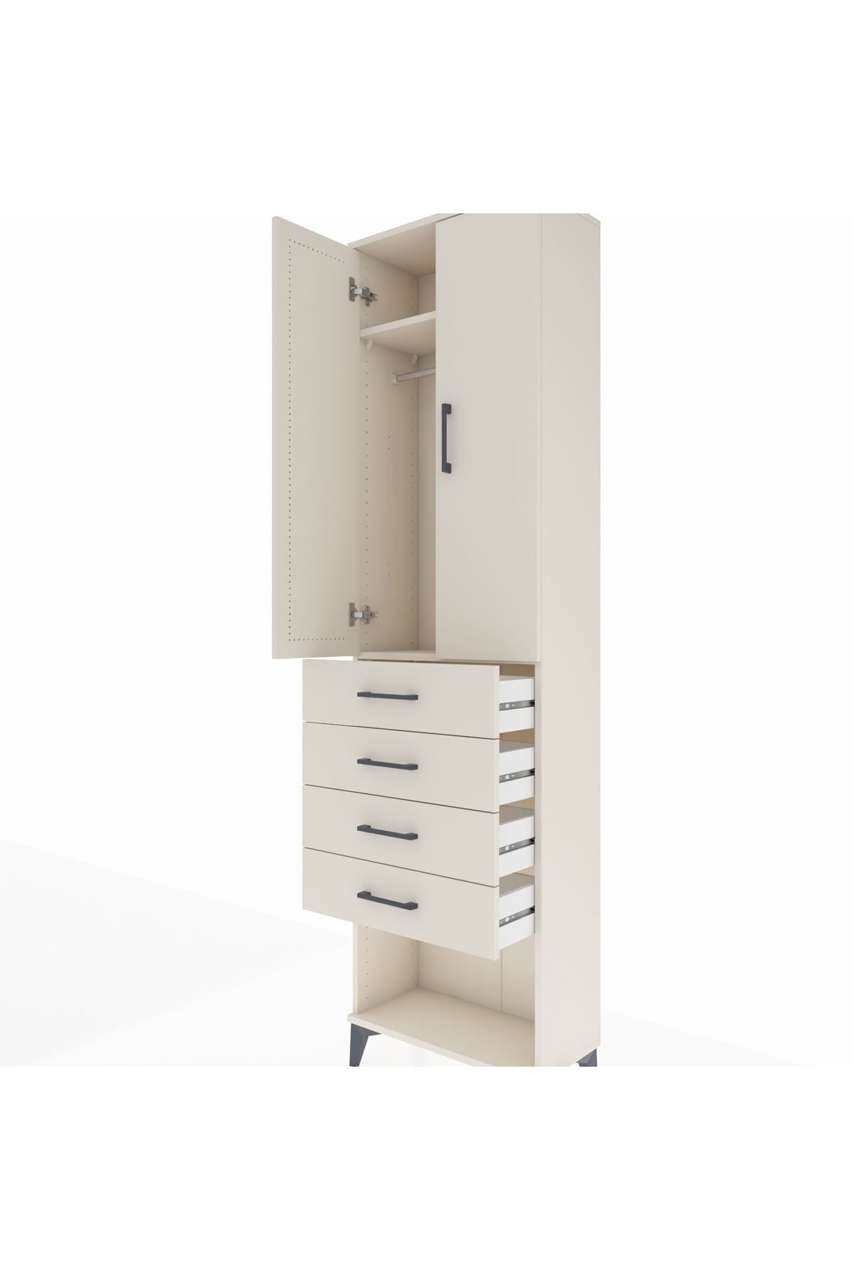 Arges Dolap 2 Raflı 4 Çekmeceli Tek Askılı 60x30x221 Aytaşı-Aytaşı