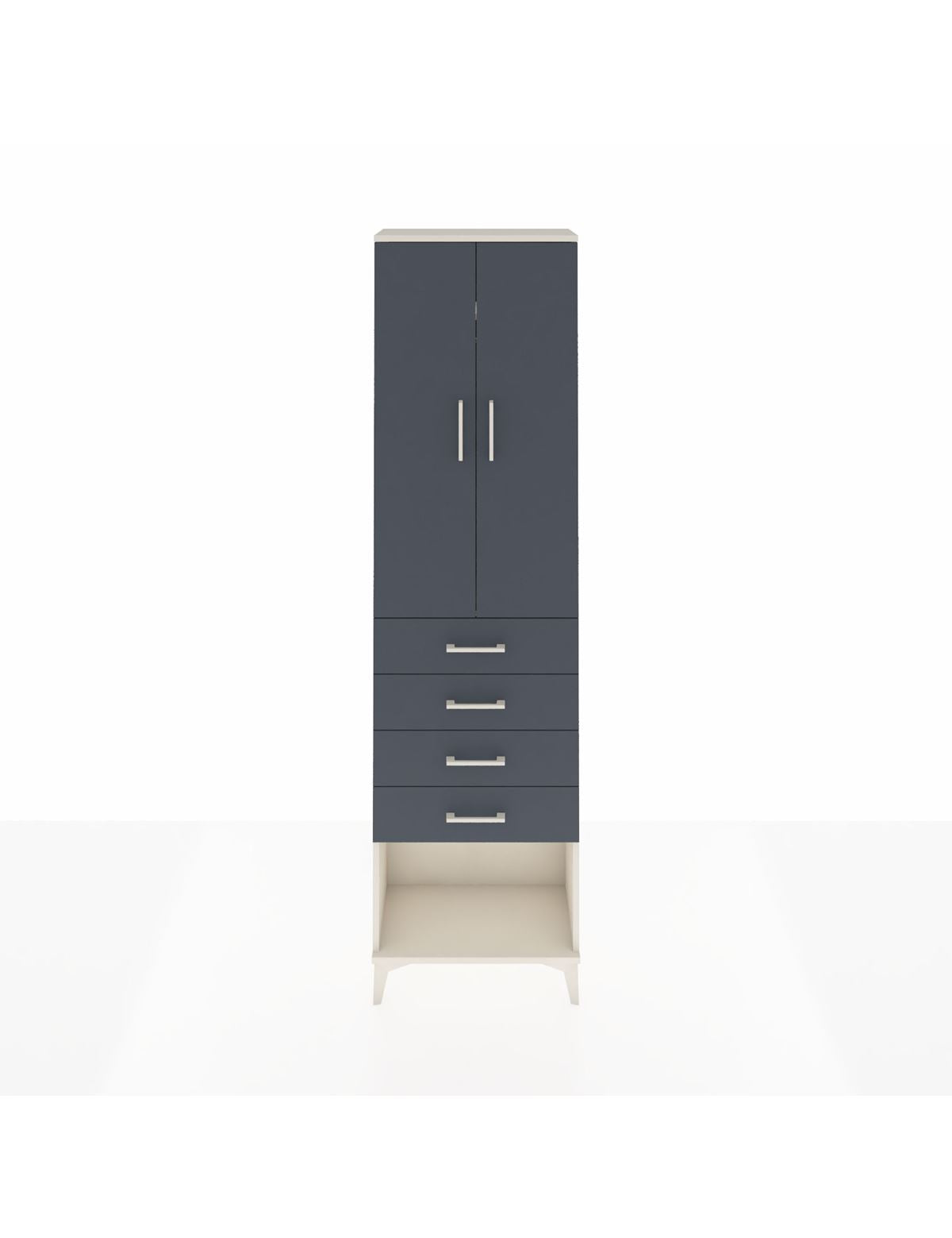 Arges Dolap 2 Raflı 4 Çekmeceli Tek Askılı 60x30x221 Aytaşı-Antrasit