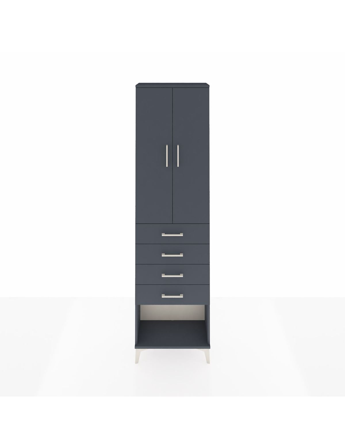 Arges Dolap 2 Raflı 4 Çekmeceli Tek Askılı 60x30x221 Antrasit-Antrasit