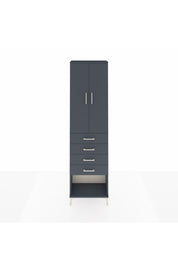 Arges Dolap 2 Raflı 4 Çekmeceli Tek Askılı 60x30x221 Antrasit-Antrasit