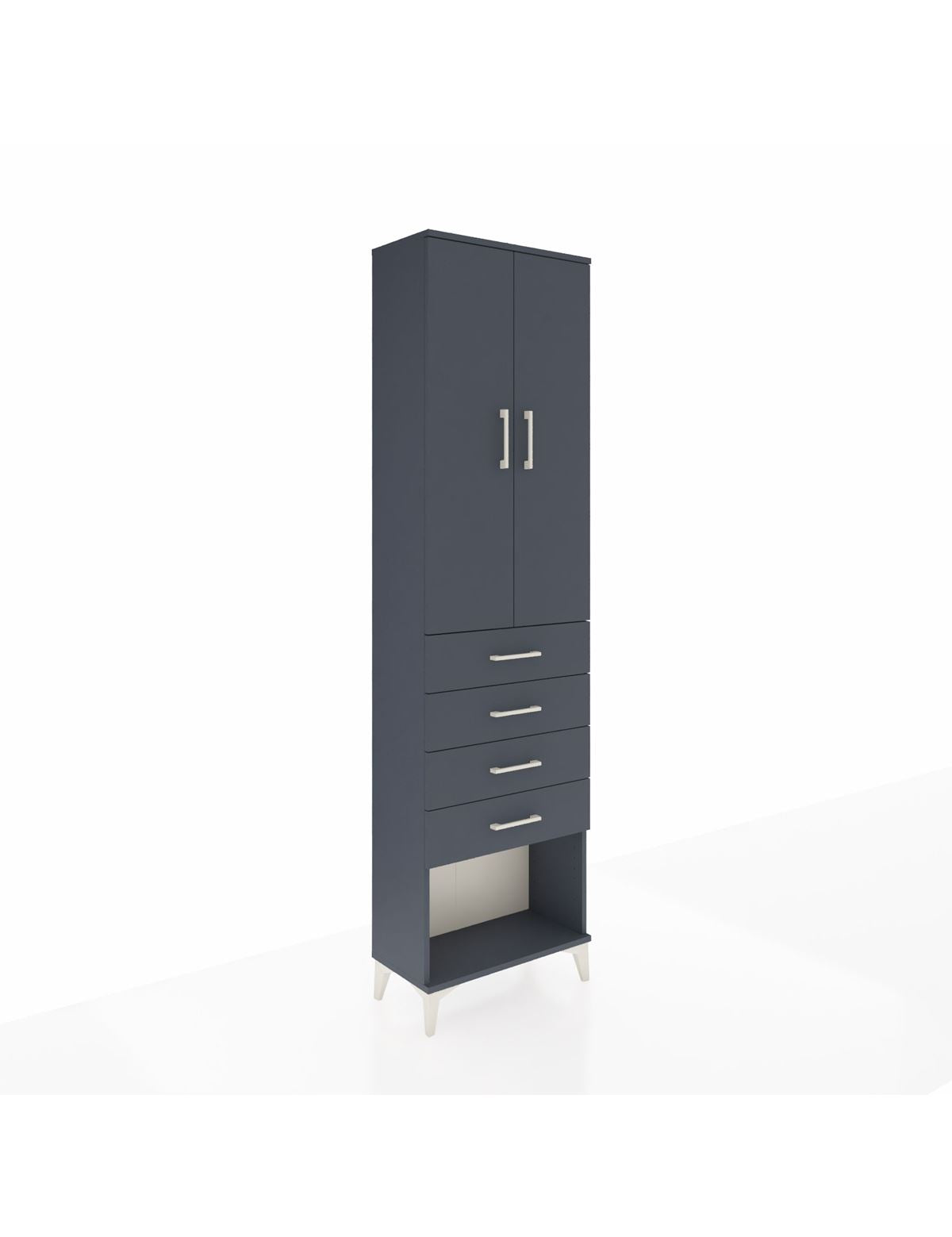 Arges Dolap 2 Raflı 4 Çekmeceli Tek Askılı 60x30x221 Antrasit-Antrasit