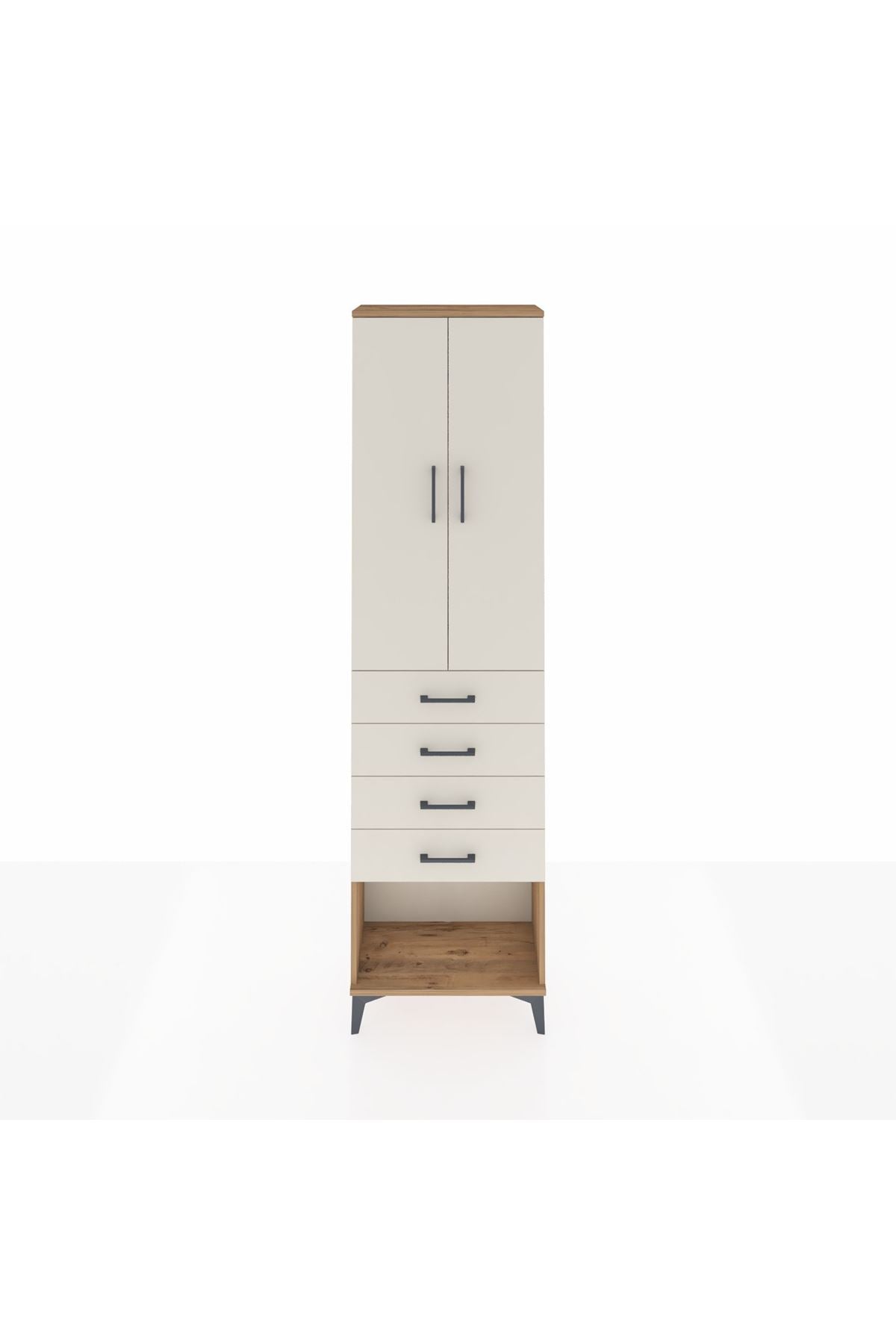 Arges Dolap 2 Raflı 4 Çekmeceli Tek Askılı 60x30x221 - S29M160V7A