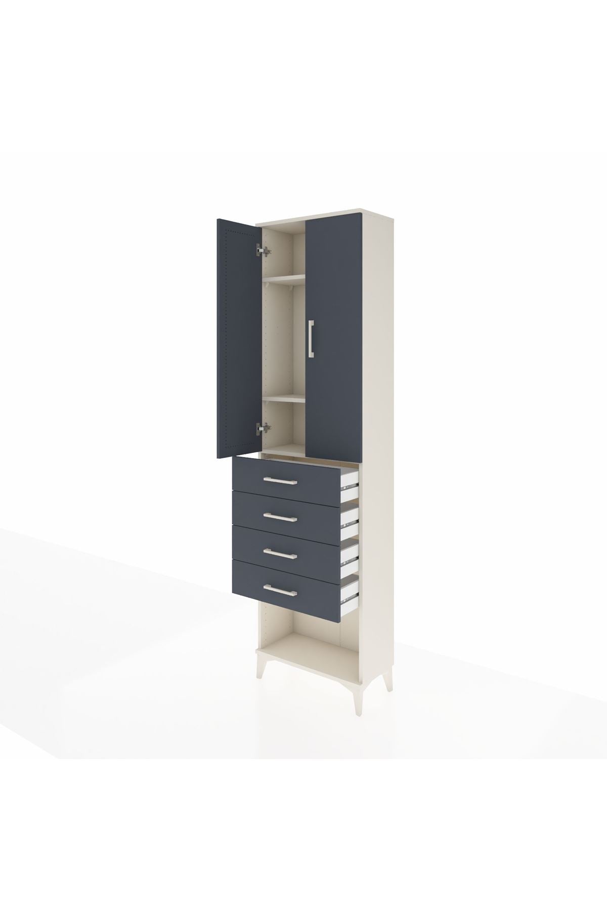 Arges Dolap 3 Raflı 4 Çekmeceli 2 Kapaklı 60x30x221 - S29M161V2A
