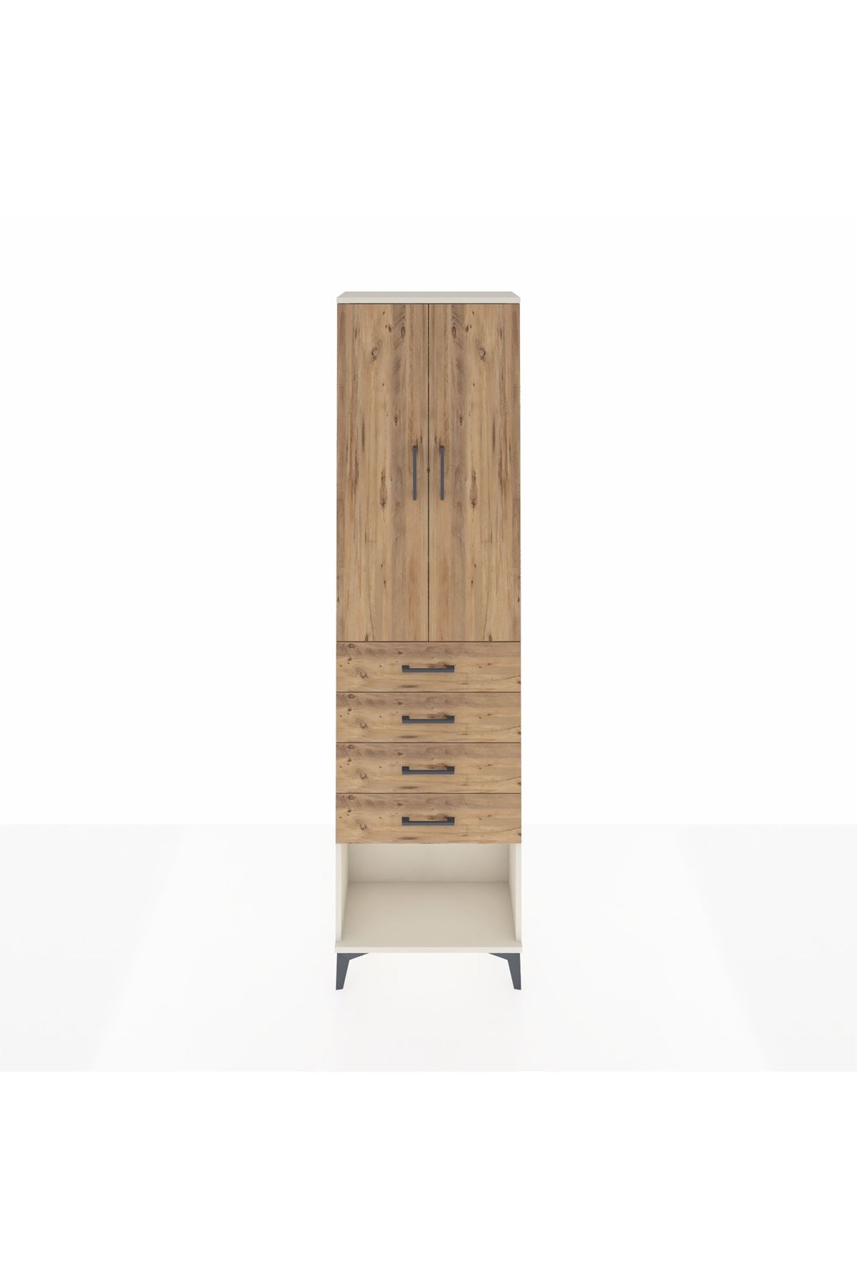 Arges Dolap 3 Raflı 4 Çekmeceli 2 Kapaklı 60x30x221 - S29M161V3A