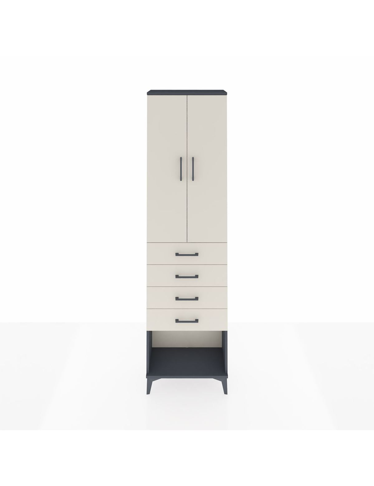 Arges Dolap 3 Raflı 4 Çekmeceli 2 Kapaklı 60x30x221 Antrasit-Aytaşı