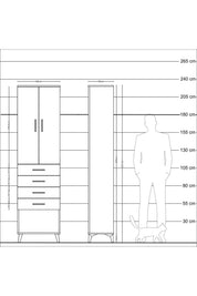 Arges Dolap 3 Raflı 4 Çekmeceli 2 Kapaklı 60x30x221 Aytaşı-Çam