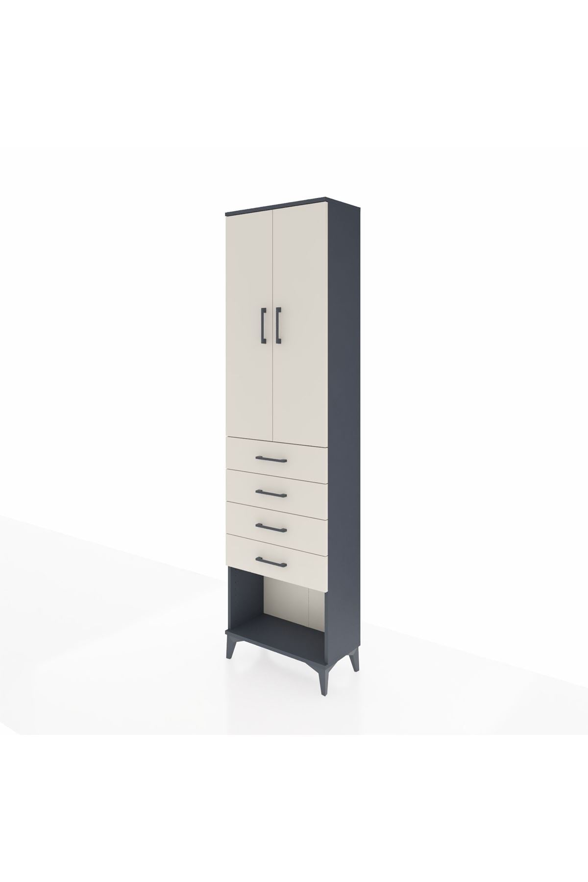 Arges Dolap 3 Raflı 4 Çekmeceli 2 Kapaklı 60x30x221 - S29M161V4A