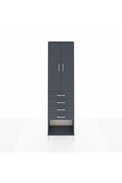 Arges Dolap 3 Raflı 4 Çekmeceli 2 Kapaklı 60x30x221 Antrasit-Antrasit