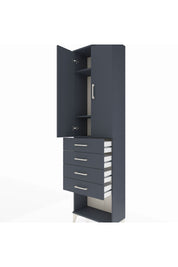 Arges Dolap 3 Raflı 4 Çekmeceli 2 Kapaklı 60x30x221 Antrasit-Antrasit