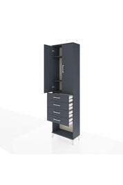 Arges Dolap 3 Raflı 4 Çekmeceli 2 Kapaklı 60x30x221 Antrasit-Antrasit