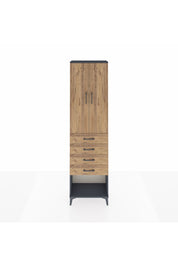 Arges Dolap 3 Raflı 4 Çekmeceli 2 Kapaklı 60x30x221 Antrasit-Çam