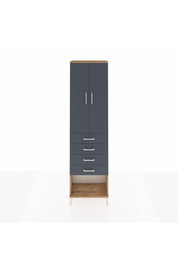 Arges Dolap 3 Raflı 4 Çekmeceli 2 Kapaklı 60x30x221 Çam-Antrasit