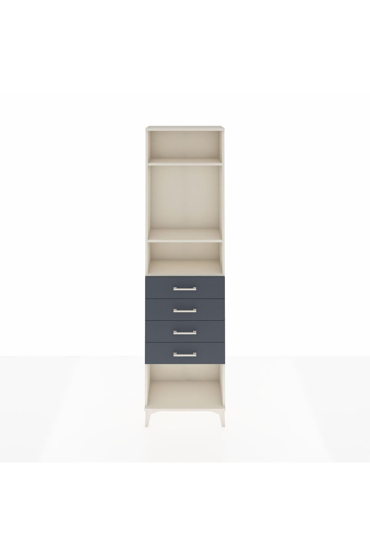 Arges Dolap 3 Raflı 4 Çekmeceli 60x30x221 Aytaşı-Antrasit