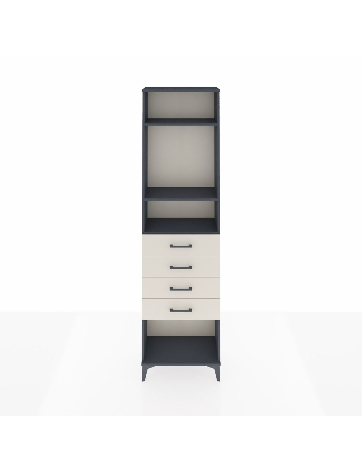 Arges Dolap 3 Raflı 4 Çekmeceli 60x30x221 Antrasit-Aytaşı