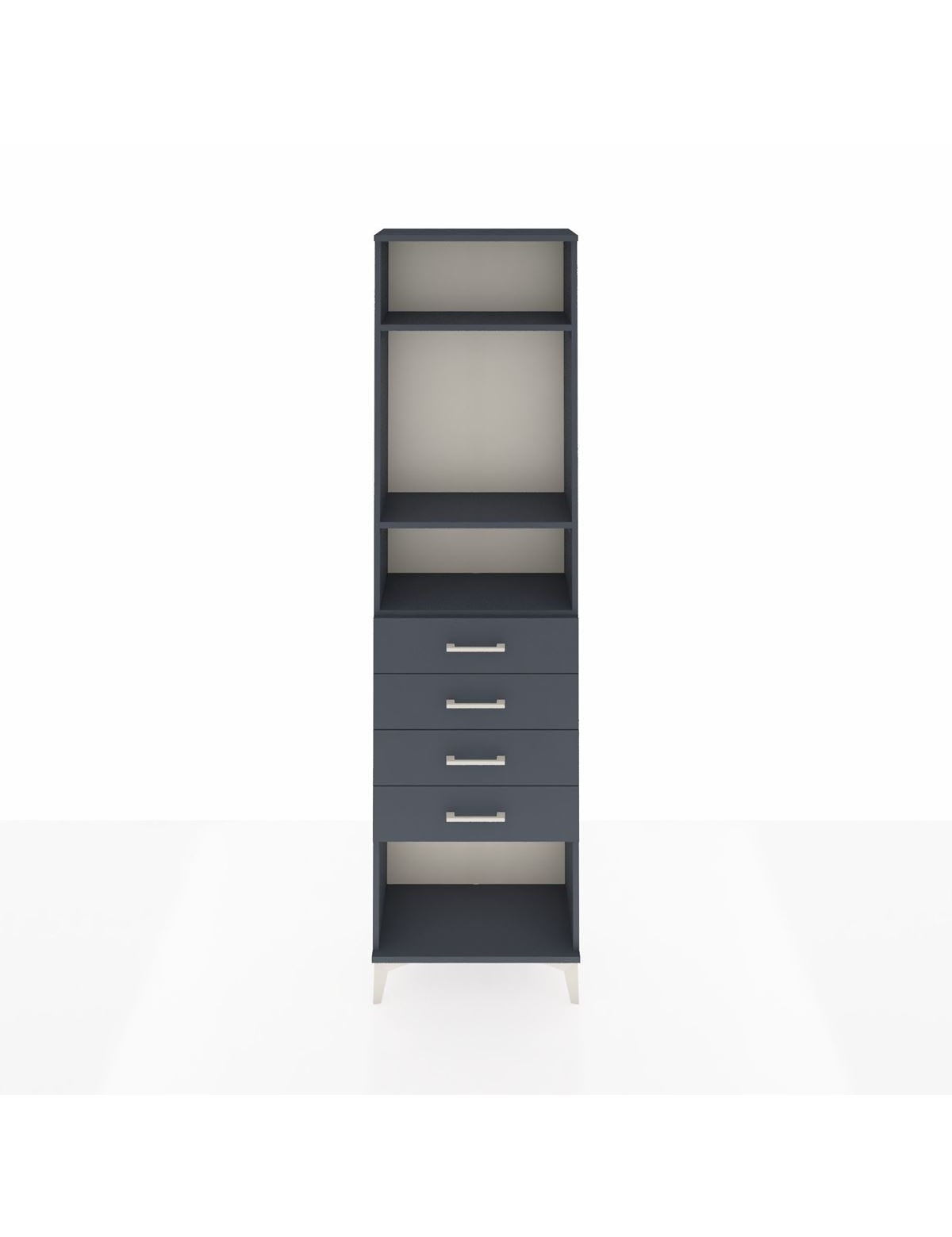 Arges Dolap 3 Raflı 4 Çekmeceli 60x30x221 Antrasit-Antrasit