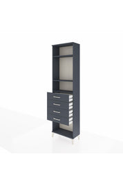 Arges Dolap 3 Raflı 4 Çekmeceli 60x30x221 Antrasit-Antrasit