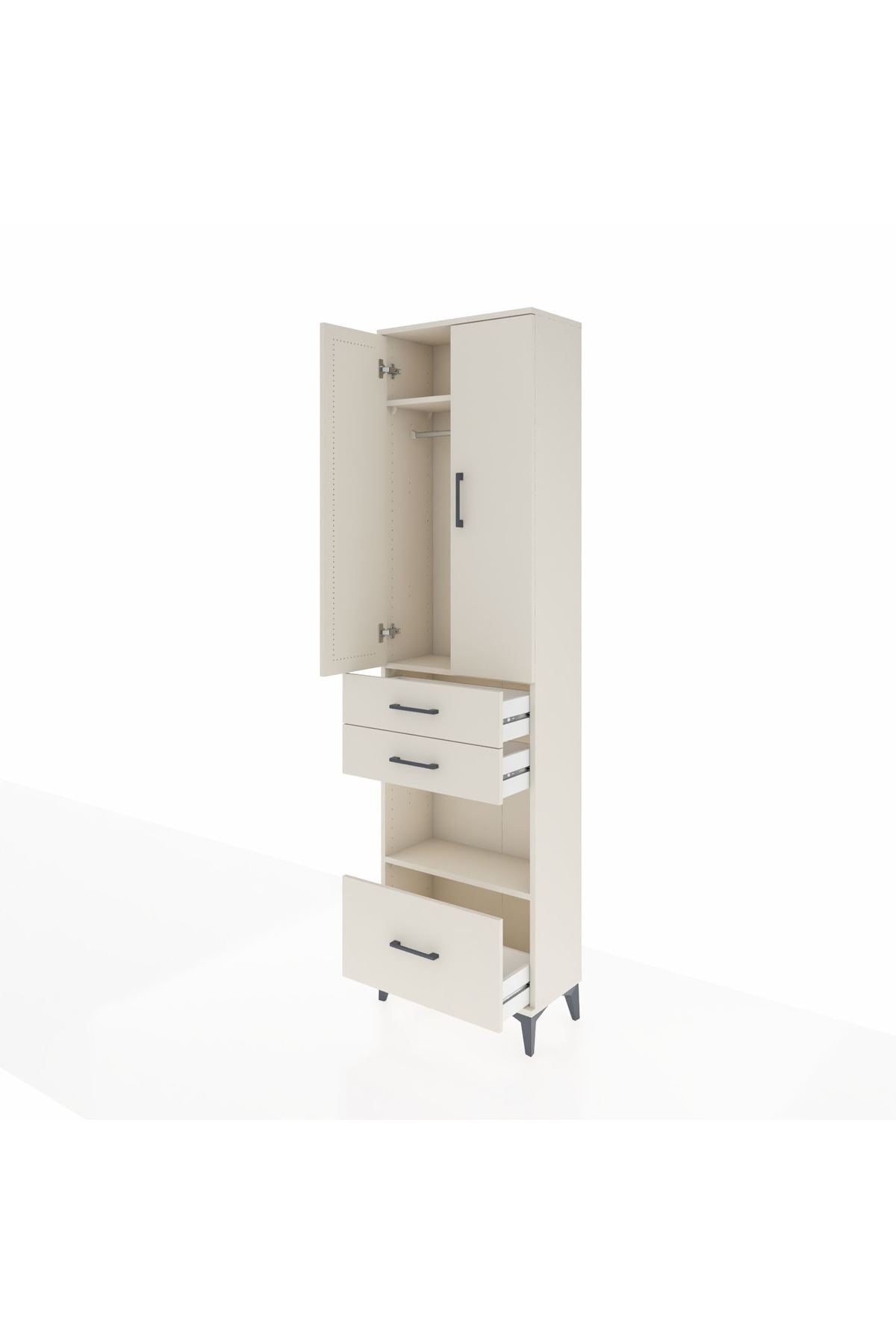 Arges Dolap 3 Raflı 3 Çekmeceli Tek Askılı 60x30x221 Aytaşı-Aytaşı