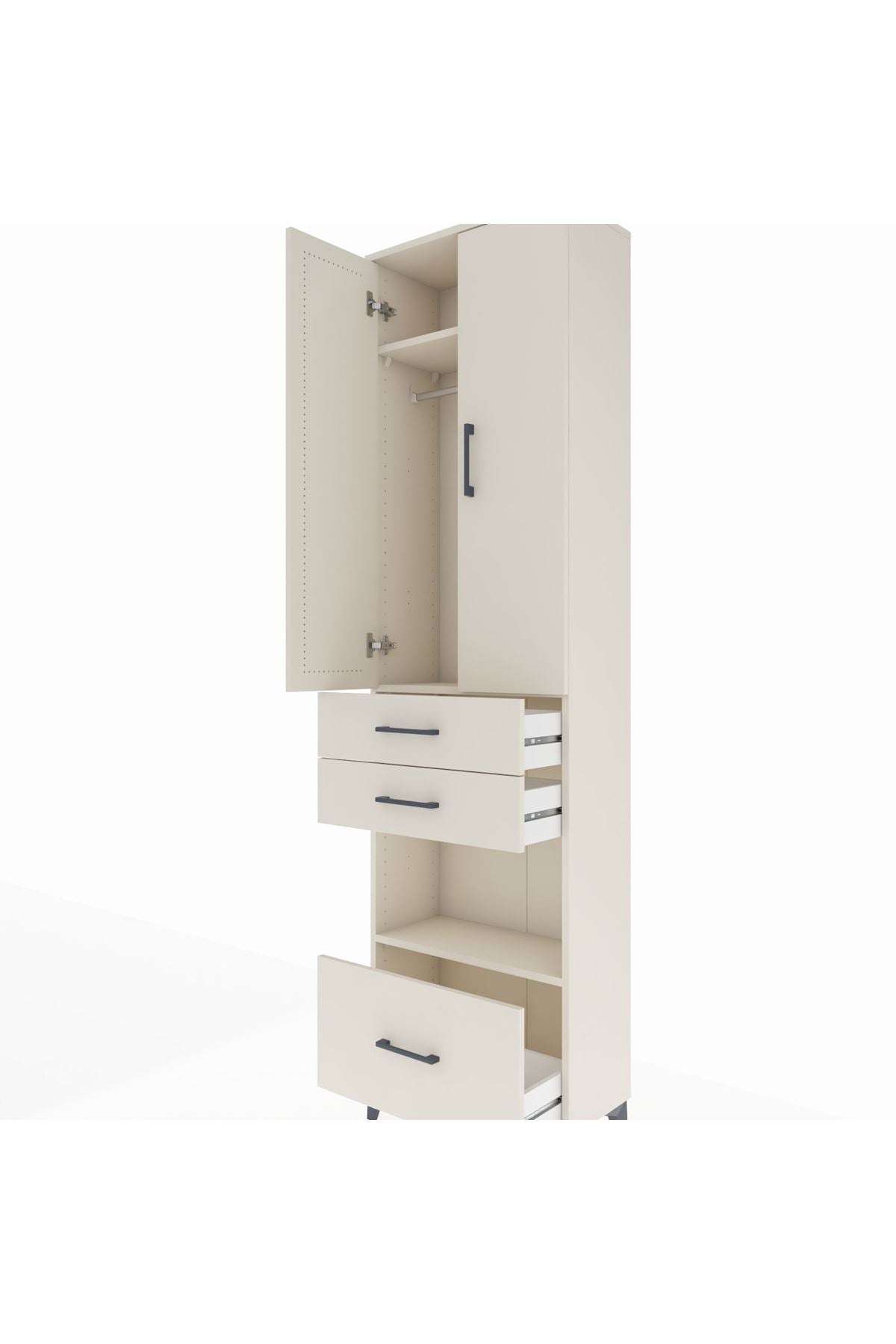 Arges Dolap 3 Raflı 3 Çekmeceli Tek Askılı 60x30x221 Aytaşı-Aytaşı